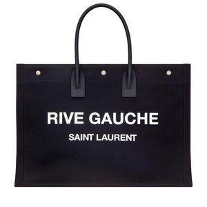 RIVE GAUCHE TOTE BAG IN LINEN AND LEATHER